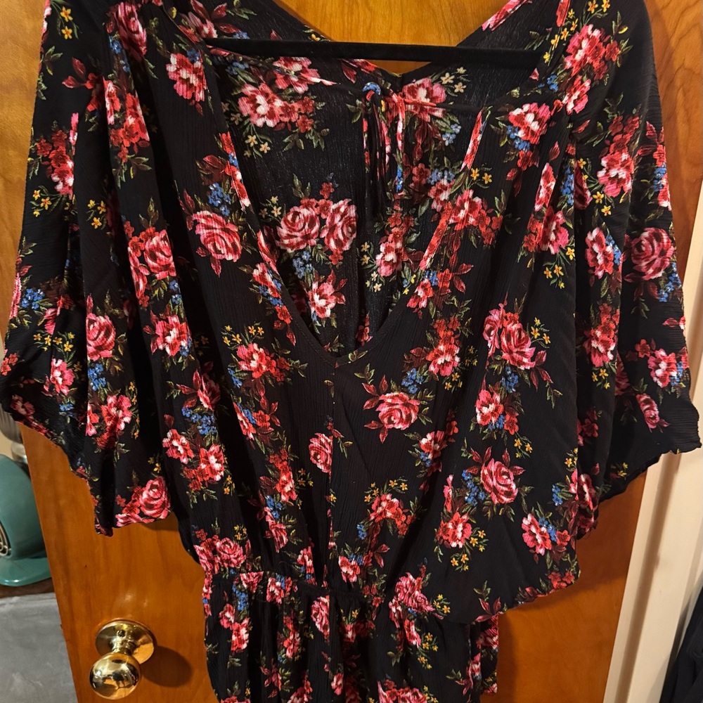 White Birch Black Floral Blouse
